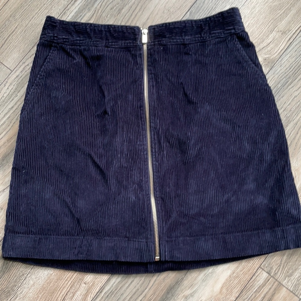 Gap Navy Zip Corduroy Skirt